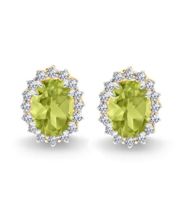 Náušnice s olivínom a briliantmi B0803-o