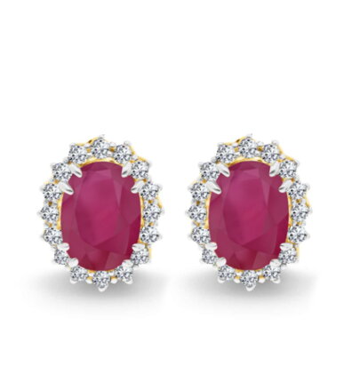 Náušnice s rubínom a briliantmi B0803-r