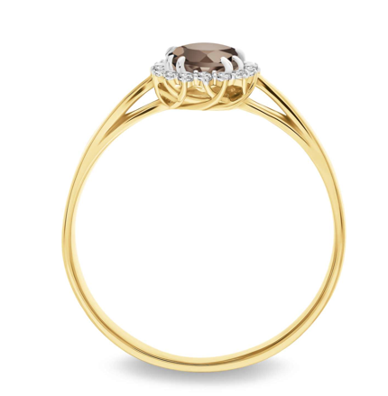Dámsky prsteň s diamantami a smoky quartzom B0814-q