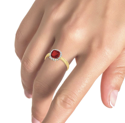 Dámsky prsteň s granátom a diamantami B0815-g