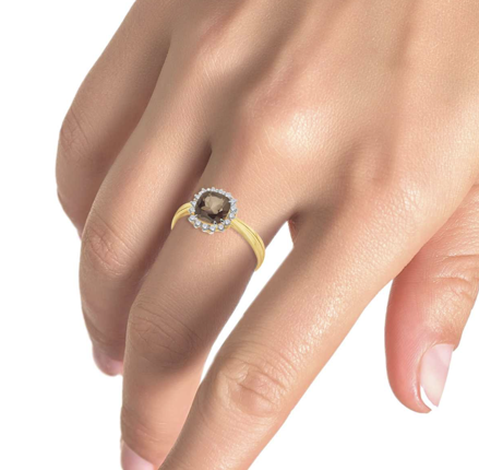 Dámsky prsteň s diamantami a smoky quartzom B0815-q