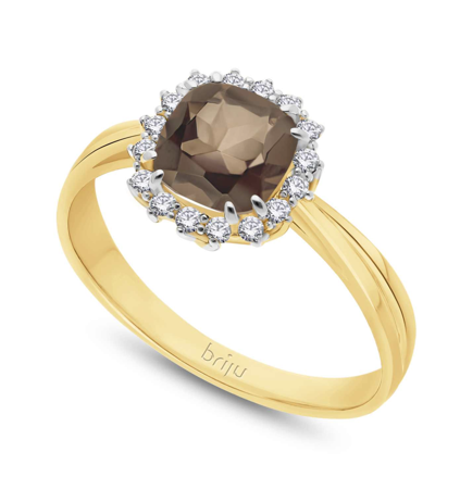 Dámsky prsteň s diamantami a smoky quartzom B0815-q