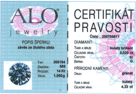 Prívesok ALO Jewelry zo zlata s granátmi 200705671