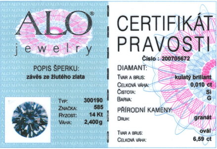 Prívesok ALO Jewelry s českým granátom 200705672