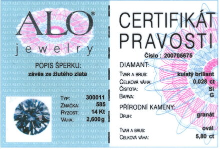 ALO Jewelry granátový prívesok s diamantmi 200705675