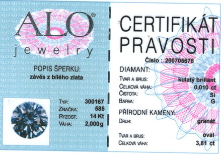Granátový prívesok ALO Jewelry s briliatom 200705678