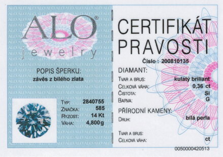 Náhrdeľník z bieleho zlata ALO s perlou 2840755