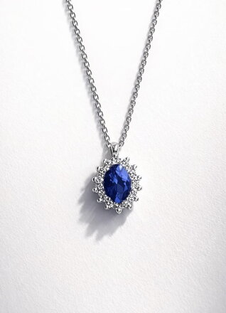 Retiazka s príveskom  tanzanitom a briliantami P032x