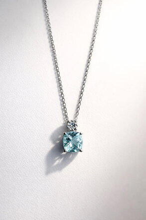 Dámska retiazka s príveskom s akvamarínom a briliantom PS54-03AQM