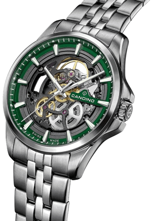 Pánske hodinky CANDINO SWISS MEN'S GREEN AUTOMATIC STAINLESS STEEL WATCH BRACELET C4782/2