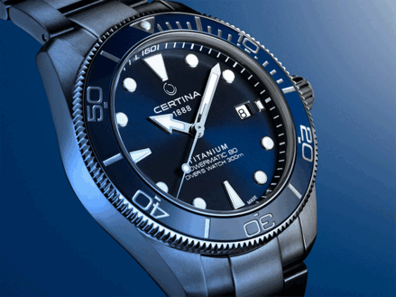 Hodinky CERTINA DS ACTION DIVER 40.5MM POWERMATIC 80 TITANIUM C048.407.44.041.00