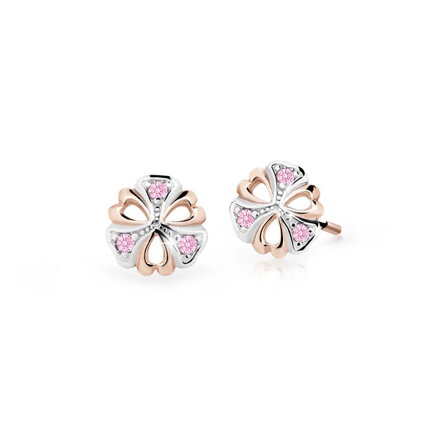 Šrobovacie náušnice z ružového zlata s kamienkami 2230rRs