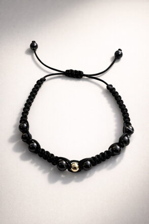 Náramok s onyxom a zlatou guličkou RH05