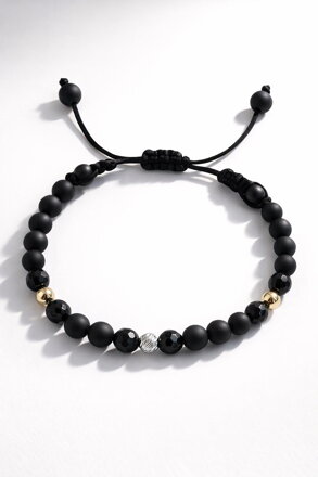 Guličkový náramok s onyxom a zlatými ozdobami RH04