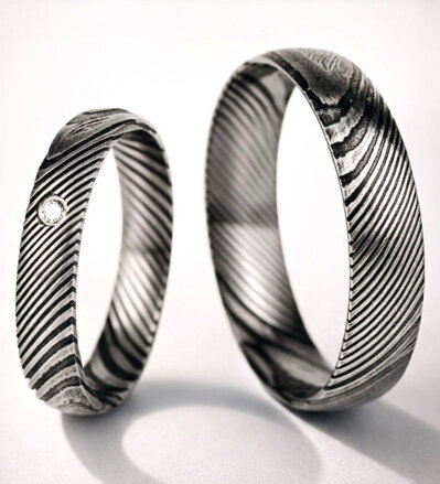 Svadobné obrúčky z damaškovej ocele BB03