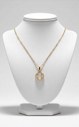 Zlatý prívesok štvorlístok s perleťou K6647