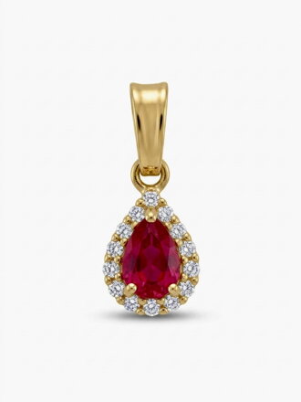 Prívesok zo žltého zlata s červeným zirkónom K6648