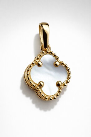 Zlatý prívesok štvorlístok s perleťou K6647