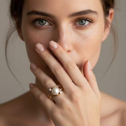 Prsteň zo žltého zlata s perlou ALO 2245012BI