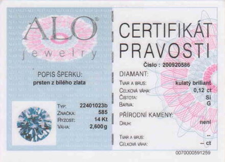 Briliantový prsteň ALO 22401023 z bieleho zlata + darčekové balenie zdarma