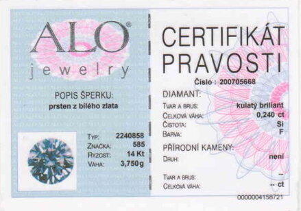 Prsteň z bieleho zlata ALO 2240858 b 0,24ct + darčekové balenie zdarma