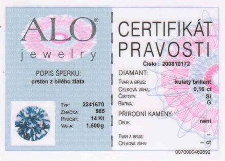 Zásnubný prsteň ALO 2241670 z bieleho zlata + darčekové balenie zdarma 