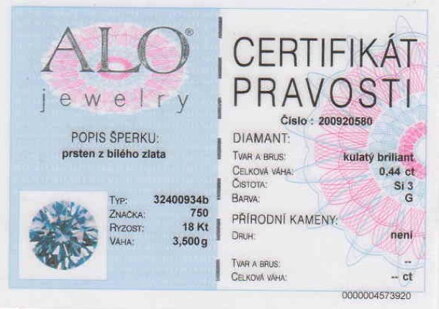 Prsteň s briliantmi ALO 32400934b 0,44ct + darčekové balenie zdarma 