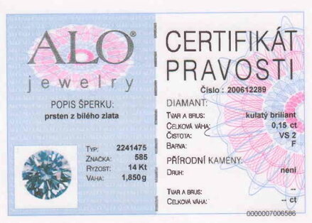 ALO prsteň s briliantom 2241475 + darčekové balenie zdarma 
