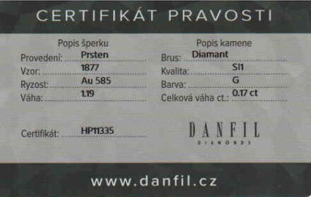 Zásnubný prsteň s briliantom DF 1877 b 0,170ct + darčekové balenie zdarma