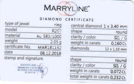 Prsteň s diamantmi R207 0,232 ct + darčekové balenie zdarma 