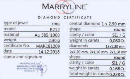 Prsteň z bieleho zlata s briliantmi R212 0,228 ct + darčekové balenie zdarma 