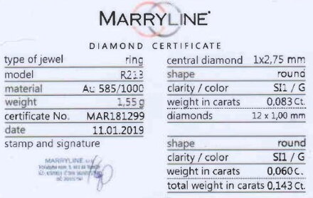 Snubný prsteň z bieleho zlata s diamantmi R213 0,143 ct + darčekové balenie zdarma 