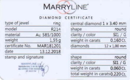 Zásnubný prsteň z bieleho zlata R214 s diamantami 0,20 ct + darčekové balenie zdarma 