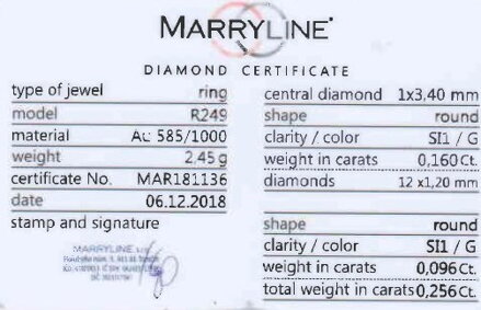 Prsteň s diamantmi R249 0,256 ct+ darčekové balenie zdarma 