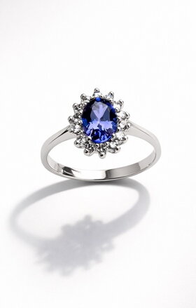 Prsteň s Tanzanitom a briliantami R032x