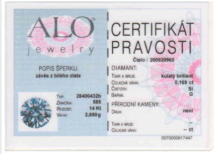 Retiazka s príveskom srdiečko s briliantmi 0,169 ct Si/G K 426 b 