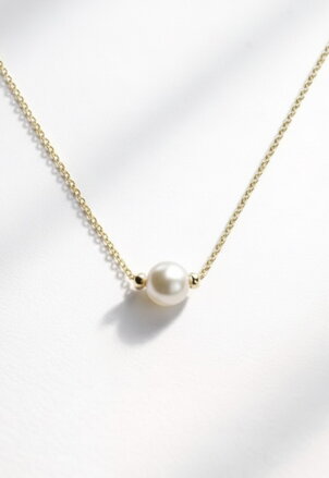 Dámska retiazka z bieleho zlata s perlou K019X