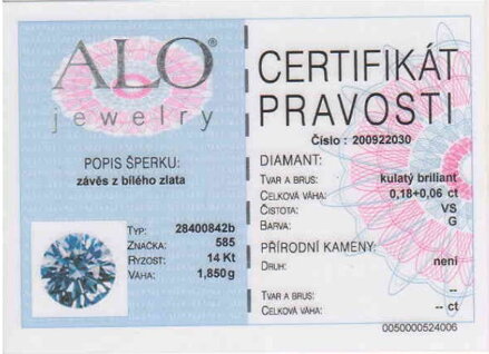 Dámska retiazka s briliantom 0,06 ct VS1/G  K425