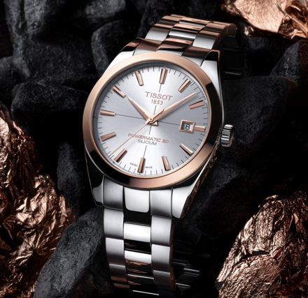 Hodinky TISSOT GENTLEMAN POWERMATIC 80 SILICIUM SOLID 18K GOLD BEZEL T927.407.41.031.00