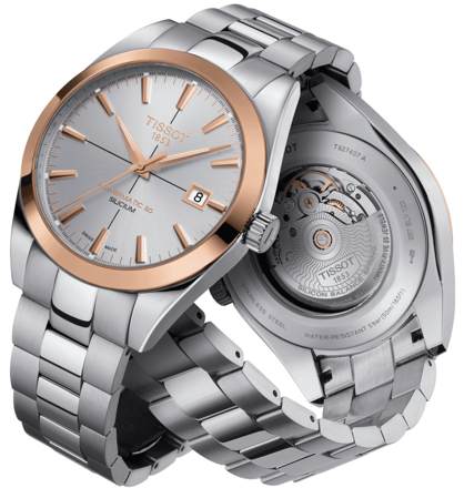 Hodinky TISSOT GENTLEMAN POWERMATIC 80 SILICIUM SOLID 18K GOLD BEZEL T927.407.41.031.00