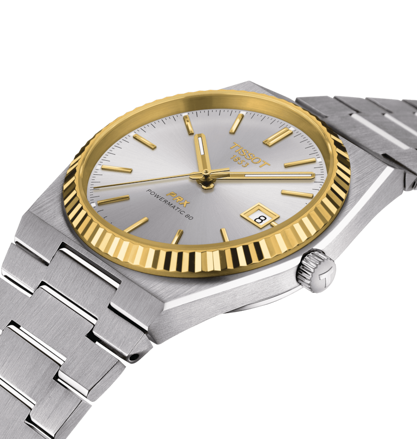 Hodinky TISSOT PRX POWERMATIC 80, zlatá 18k luneta T931.407.41.031.01