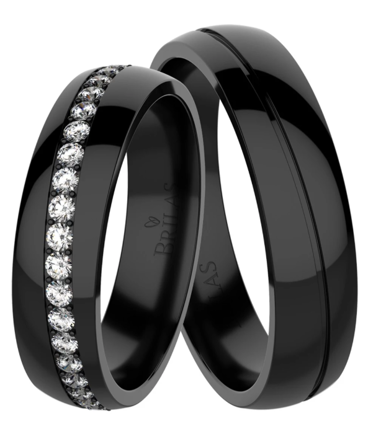 Svadobné čierne obrúčky z ocele BA04 