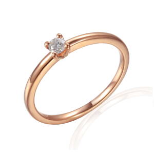 Zásnubný prsteň z  ružového zlata 42328R088 (1701757) 0,13ct