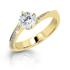 Zásnubný prsteň DF 2922 ž zo žltého zlata so zirkónmi + darčekové balenie zdarma 