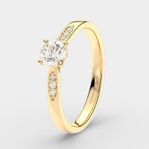 Zásnubný prsteň zo žltého zlata so zirkónmi R094z