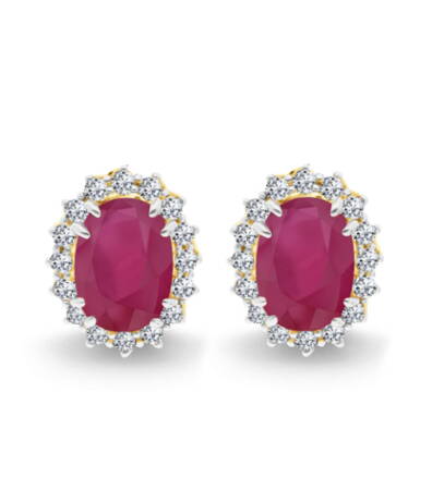 Náušnice s rubínom a briliantmi B0803-r