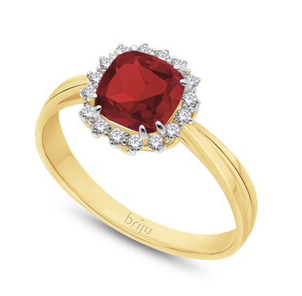 Dámsky prsteň s granátom a diamantami B0815-g