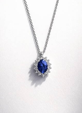 Retiazka s príveskom  tanzanitom a briliantami P032x