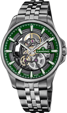 Pánske hodinky CANDINO SWISS MEN'S GREEN AUTOMATIC STAINLESS STEEL WATCH BRACELET C4782/2