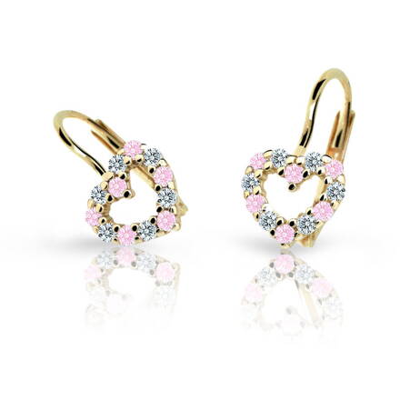 Srdiečkové náušnice zo zlata s kamienkami 2157bBRk